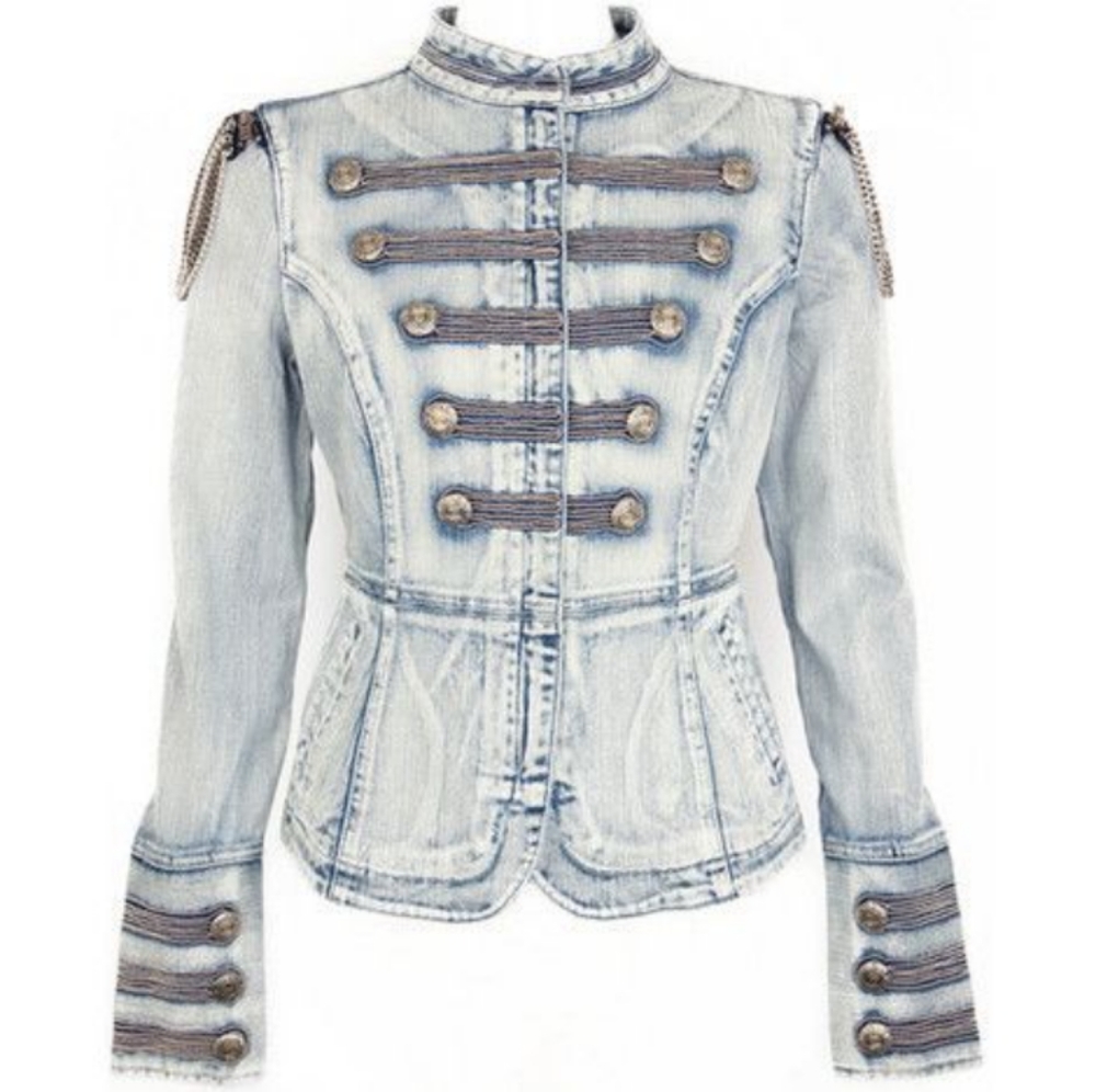Guess Light Blue Military-Style Denim Jacket